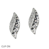 107835, HAMMERED LEAF METAL CLIP ON EARRING