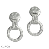 107834, HAMMERED GEOMETRIC METAL CLIP ON EARRING