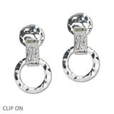 107834, HAMMERED GEOMETRIC METAL CLIP ON EARRING