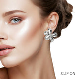 107838, FLOWER METAL CLIP ON EARRING