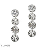 108346, HAMMERED ROUND DROP METAL DANGLE CLIP ON EARRING