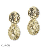108433, HAMMERED GEOMETRIC METAL CLIP ON EARRING
