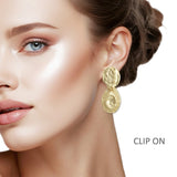 108433, HAMMERED GEOMETRIC METAL CLIP ON EARRING