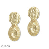 108433, HAMMERED GEOMETRIC METAL CLIP ON EARRING