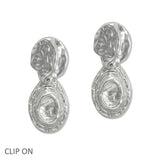 108433, HAMMERED GEOMETRIC METAL CLIP ON EARRING