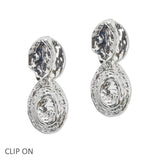 108433, HAMMERED GEOMETRIC METAL CLIP ON EARRING