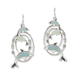 108656, OCEAN DOLPHIN SEA GLASS RHINESTONE DANGLE EARRING