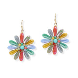 107320, FLOWER GLASS BEADED DANGLE EARRING