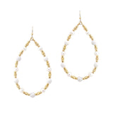 107498, FRESHWATER PEARL WITH AGATE STONE BEADED TEARDROP DANGLE EARRING