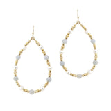 107498, FRESHWATER PEARL WITH AGATE STONE BEADED TEARDROP DANGLE EARRING