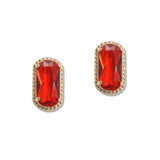 107706, GEOMETRIC GLASS STONE ACCENT STUD EARRING