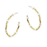 107503, PEARL ACCENT BEADED ROUND HOOP EARRING