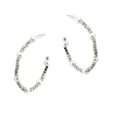 107503, PEARL ACCENT BEADED ROUND HOOP EARRING