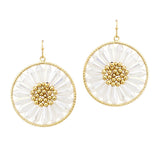 107323, FLOWER GLASS BEADED ROUND DANGLE EARRING