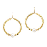 107505, PEARL ACCENT NUGGET BEADED ROUND DANGLE EARRING