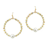 107505, PEARL ACCENT NUGGET BEADED ROUND DANGLE EARRING