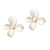 107500, PEARL WITH ENAMEL FLOWER STUD EARRING