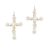 107876, CROSS GLASS BEADED DANGLE EARRING