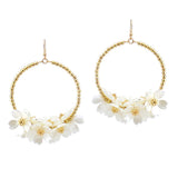 107508, FLOWER PEARL CLUSTER BALL BEADED DANGLE EARRING