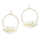 107507, FLOWER CLUSTER PEARL BEADED DANGLE EARRING
