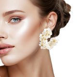 107504, FLOWER CLUSTER PEARL HOOP EARRING