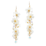 107327, FLOWER PEARL WITH GLASS BEADED ACCENT DANGLE EARRING