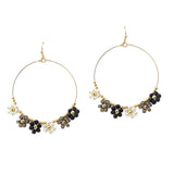 107754, FLOWER PEARL GLASS BEADED DANGLE EARRING