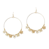 107754, FLOWER PEARL GLASS BEADED DANGLE EARRING