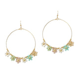 107754, FLOWER PEARL GLASS BEADED DANGLE EARRING