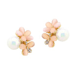 107324, OPAL BALL WITH FLOWER STUD EARRING