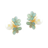 107324, OPAL BALL WITH FLOWER STUD EARRING