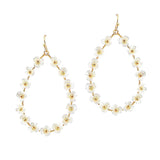 107329, FLOWER PEARL TEARDROP DANGLE EARRING