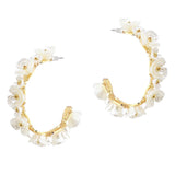 107509, FLOWER PEARL ACCENT ROUND HOOP EARRING