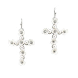 107339, FLOWER CROSS PEARL DANGLE EARRING