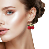107499, CHERRY CRYSTAL FIREBALL DANGLE EARRING