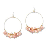108635, FLOWER GLASS BEADED ROUND HOOP DANGLE EARRING