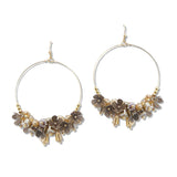 108635, FLOWER GLASS BEADED ROUND HOOP DANGLE EARRING