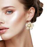 108632, FLOWER PEARL BEADED DANGLE EARRING