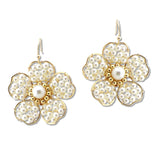 108632, FLOWER PEARL BEADED DANGLE EARRING