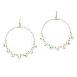 108532, GEOMETRIC GLASS BEADED ROUND DANGLE EARRING