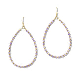 108549, DAINTY CUBIC ZIRCONIA BEADED TEARDROP DANGLE EARRING