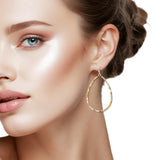 108549, DAINTY CUBIC ZIRCONIA BEADED TEARDROP DANGLE EARRING