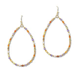 108549, DAINTY CUBIC ZIRCONIA BEADED TEARDROP DANGLE EARRING
