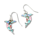 107788, SEA LIFE DOLPHIN ABSTRACT GLASS ACCENT DANGLE EARRING