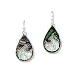 107526, SEA TURTLE OCEAN WAVE ABALONE ACCENT DANGLE EARRING