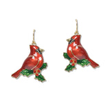 108031, CHRISTMAS CARDINAL BIRD DANGLE EARRING