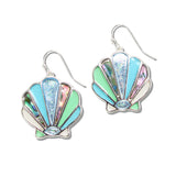 107786, SEASHELL ABSTRACT GLASS ACCENT DANGLE EARRING