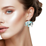 107785, ELEPHANT ABSTRACT GLASS ACCENT DANGLE EARRING