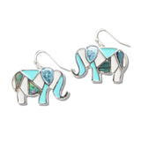 107785, ELEPHANT ABSTRACT GLASS ACCENT DANGLE EARRING