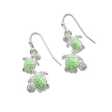107813, SEA TURTLE ENAMEL RHINESTONE ACCENT DANGLE EARRING